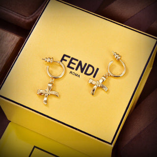 FENDI Ribbon FF Hoop Stud Earrings