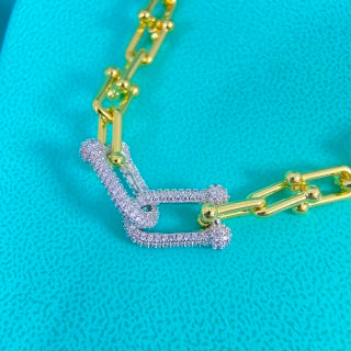 Tiffany two-section diamond-set U-shaped rivet necklace