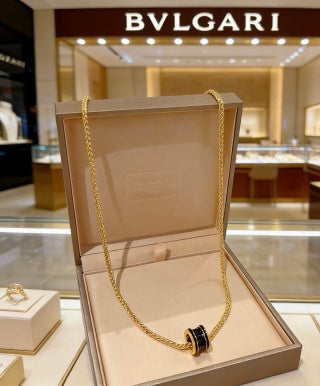 Bvlgari Black Accent Circle Pendant Necklace – Elegant Luxury Jewelry