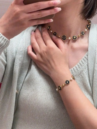 Dior Oblique Star Medallion Pearl Necklace