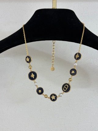 Dior Oblique Star Medallion Pearl Necklace