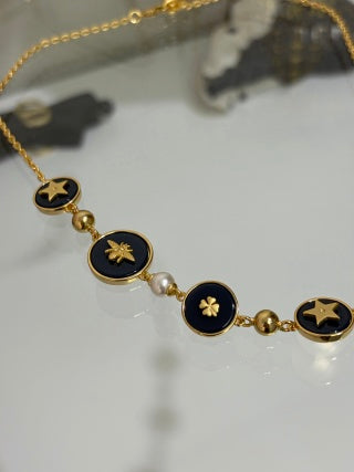 Dior Oblique Star Medallion Pearl Necklace