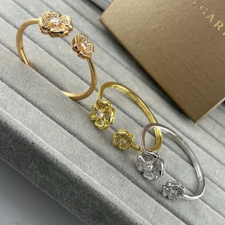 Bvlgari Floral Crystal Open Cuff Bracelet – Elegant Luxury Jewelry
