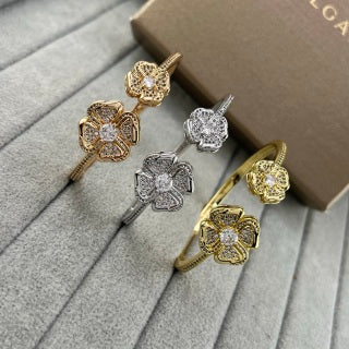Bvlgari Floral Crystal Open Cuff Bracelet – Elegant Luxury Jewelry
