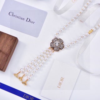 Dior Pearl Medallion Crystal Tassel Necklace