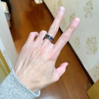 Bvlgari Black Ceramic Silver Accent Band Ring – Elegant Luxury Jewelry