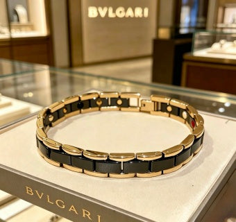 Bvlgari Black & Gold Link Bracelet – Elegant Luxury Jewelry