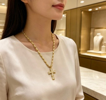 Bvlgari Gold Cross Pendant Necklace – Elegant Luxury Jewelry