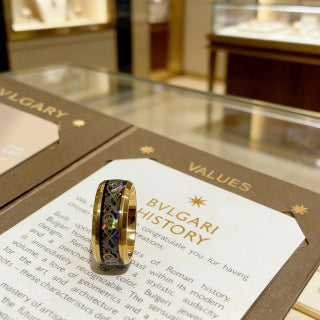 Bvlgari Black Enamel Gold Band Ring – Elegant Luxury Jewelry