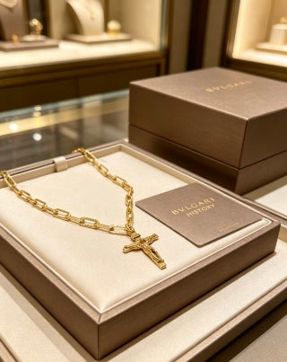 Bvlgari Gold Cross Pendant Necklace – Elegant Luxury Jewelry