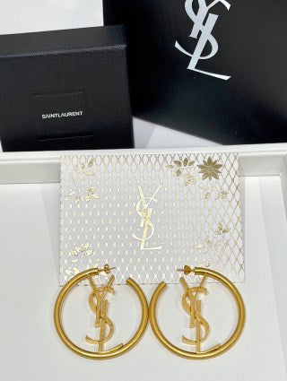 YSL Cassandre Circle Logo Hoop Earrings