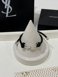YSL Cassandre Noir Leather Cord Bracelet