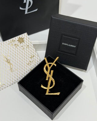 YSL Cassandre Signature Gold Brooch