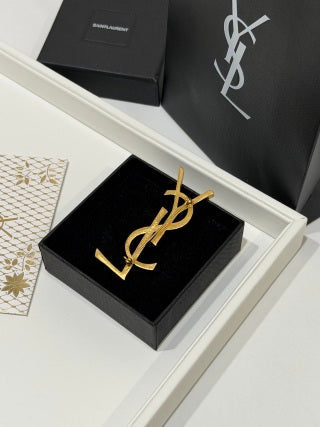 YSL Cassandre Signature Gold Brooch