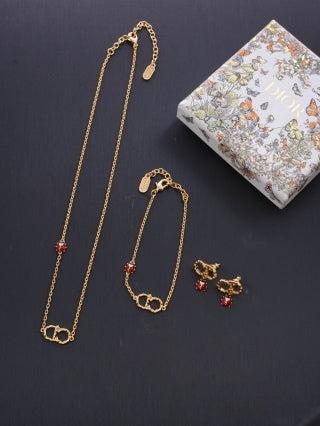 Dior Evelisse Ruby Link Charm Chain Bracelet