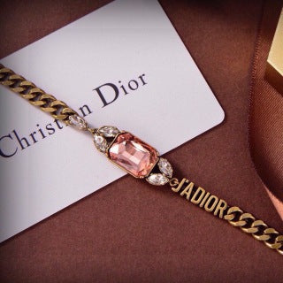 Dior Aveline Blush Crystal J’Adior Curb Chain Bracelet
